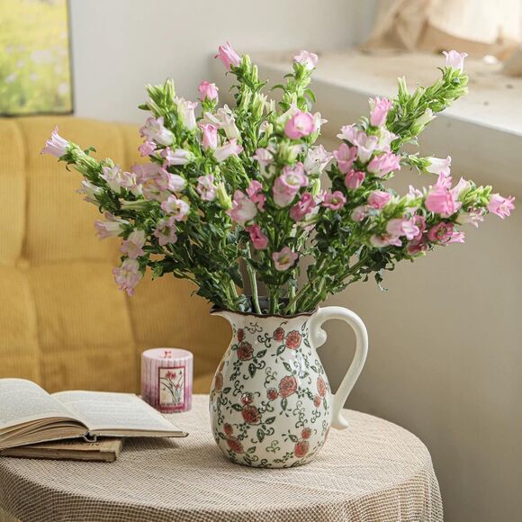 8.2 Inch Hand-Painted Roses With Ice Crackle Glaze Finish Vintage Ceramic Vase - Picture 2 of 5